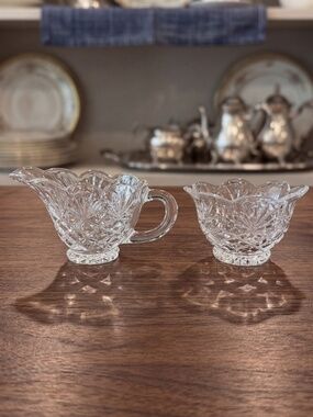 Vintage Shannon Crystal by Godinger Dublin Pattern Creamer & Open Sugar Bowl Set